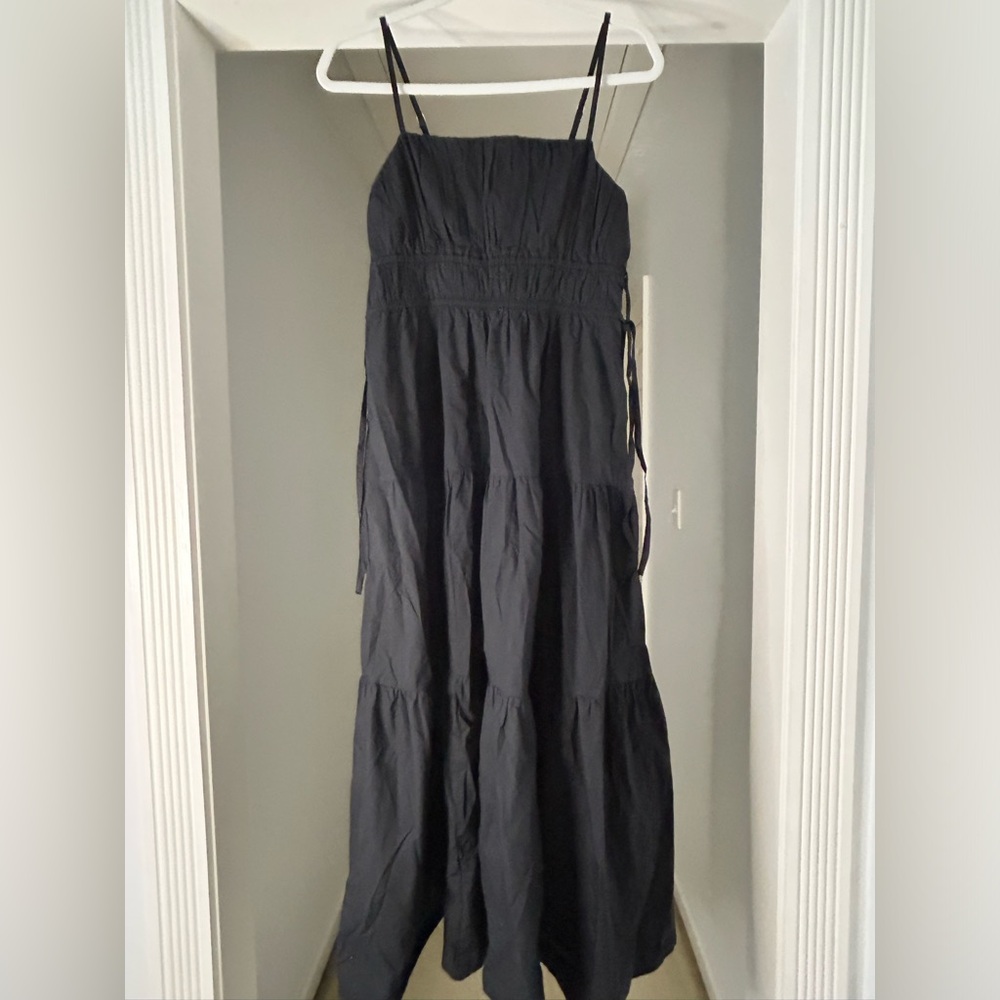 LOFT Black Gathered Dress